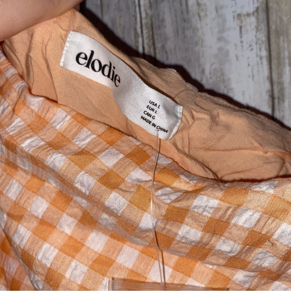 NWT Elodie Orange Gingham One Shoulder Cropped Blouse - Picture 7 of 8